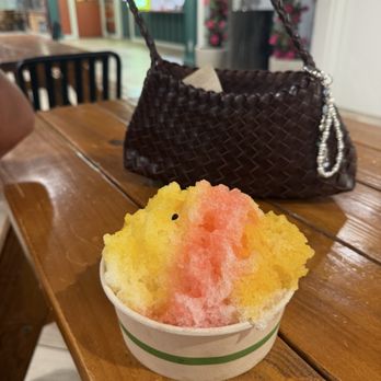 Haleiwa Town Shave Ice - Guava, Lilikoi, and pineapple. YUM - Shaved Ice Near Me - Honolulu, Hawaii