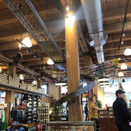 Rad displays, relaxing shopping experience and cool store seating (see repurposed barrels).