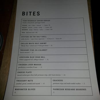 The Treasury - Menu - Cocktail Bars Near Me - San Francisco, California