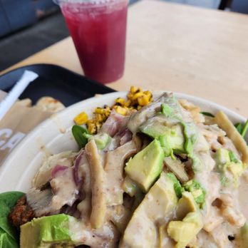 CAVA - Super greens salad and chicken with a blueberry punch. - Mediterranean Near Me - Raleigh, North Carolina CAVA - Super greens salad and chicken with a blueberry punch. - Mediterranean Near Me - Raleigh, North Carolina