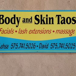 Body and Skin Taos - This is the sign facing Paseo Del Pueblo Sur. It's about 50 feet from the street. Our office is on the end where the sign is.