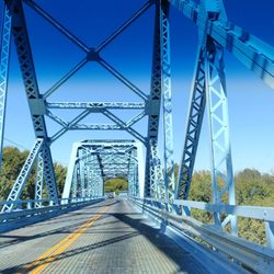 Irvin S Cobb Bridge - Nearly there on an open grate bridge that make crazy sounds and swooshes the car a bit
