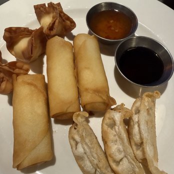 Fire Fish Sushi and More - FIRE FISH SAMPLER (3 PCS EACH) Gyoza, egg roll and crab cheese wonton - Sushi Bars Near Me - Temecula, California Fire Fish Sushi and More - FIRE FISH SAMPLER (3 PCS EACH) Gyoza, egg roll and crab cheese wonton - Sushi Bars Near Me - Temecula, California