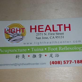 Light Health Center - Business card I received after appointment. - Acupuncture Near Me - San Jose, California Light Health Center - Business card I received after appointment. - Acupuncture Near Me - San Jose, California
