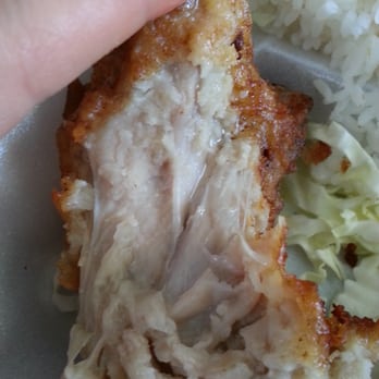 North Shore Grinds - fried chicken. The inside shot and proof of how terrible this fried chicken was. It looks like i took a bite, but i didn't. - Hawaiian Near Me - Honolulu, Hawaii North Shore Grinds - fried chicken. The inside shot and proof of how terrible this fried chicken was. It looks like i took a bite, but i didn't. - Hawaiian Near Me - Honolulu, Hawaii