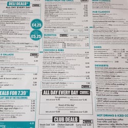 The Central Bar - Menu