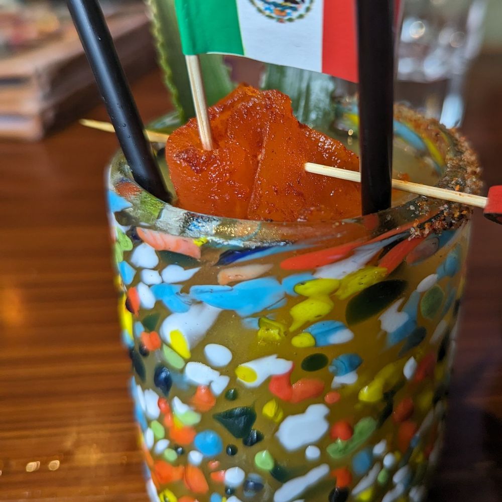 El Jefe Lena Y Mar - Mango Margarita made festive for Mexican Independence Day - Seafood Near Me - Aurora, Illinois