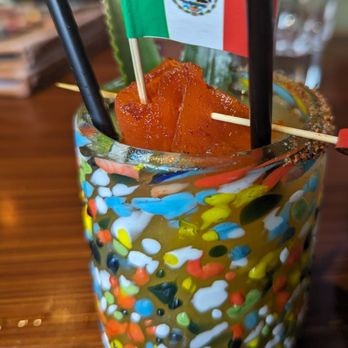 El Jefe Lena Y Mar - Mango Margarita made festive for Mexican Independence Day - Seafood Near Me - Aurora, Illinois El Jefe Lena Y Mar - Mango Margarita made festive for Mexican Independence Day - Seafood Near Me - Aurora, Illinois