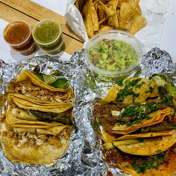 Cazadores Restaurant - Chicken tacos, chorizo & barbacoa tacos, chips and guacamole! - Mexican Near Me - Perth Amboy, New Jersey