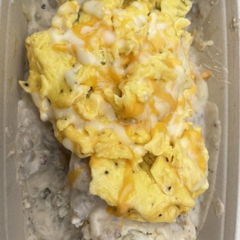 Beachin’ Biscuits - Biscuit and gravy w/cheesy eggs. - Breakfast & Brunch Near Me - Pismo Beach, California