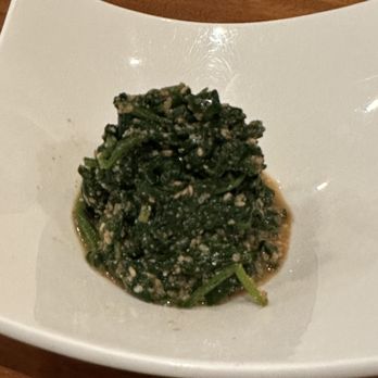 Sake 107 - Goma-ae Spinach Steamed spinach with ground white sesame dressing - Izakaya Near Me - Petaluma, California