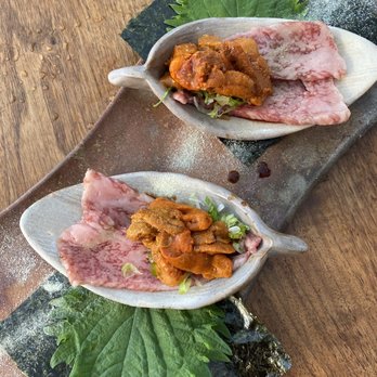 Salt + Charcoal - Uni and Wagyu Beef Roll - Japanese Near Me - Brooklyn, New York