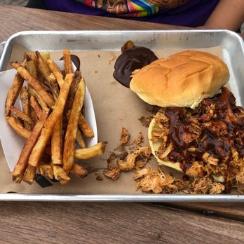 Bear's Smokehouse - Pulled Chicken Sandwich with Fries - Barbeque Near Me - New Haven, Connecticut Bear's Smokehouse - Pulled Chicken Sandwich with Fries - Barbeque Near Me - New Haven, Connecticut