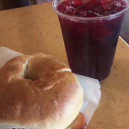 Chicken and Cheese Stuffed Bagel with Berry Hibiscus Tea Lemonade. It was so delicious! Chicken and Cheese Stuffed Bagel with Berry Hibiscus Tea Lemonade. It was so delicious!