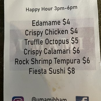 Umami Bham - Happy hour food menu - Sushi Bars Near Me - Birmingham, Alabama