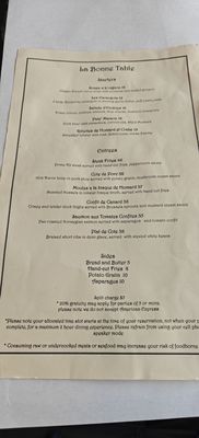 Menu photo 1 La Bonne Table San Diego, CA Menu photo 1 La Bonne Table San Diego, CA