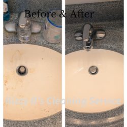 Bizzy B's Cleaning Service - Bathroom sink 
 Before & After