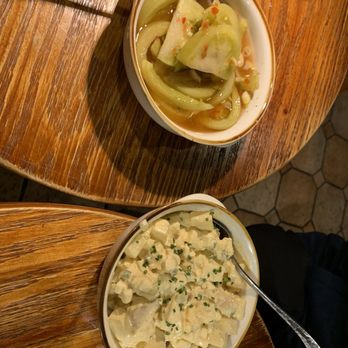 Kjun - Potato salad and green tomato kimchi - Korean Near Me - New York, New York