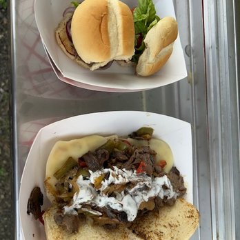 Triskelee Farm - ostrich slider (top), ostrich philly style cheesesteak (bottom) - Venues & Event Spaces Near Me - West Linn, Oregon Triskelee Farm - ostrich slider (top), ostrich philly style cheesesteak (bottom) - Venues & Event Spaces Near Me - West Linn, Oregon