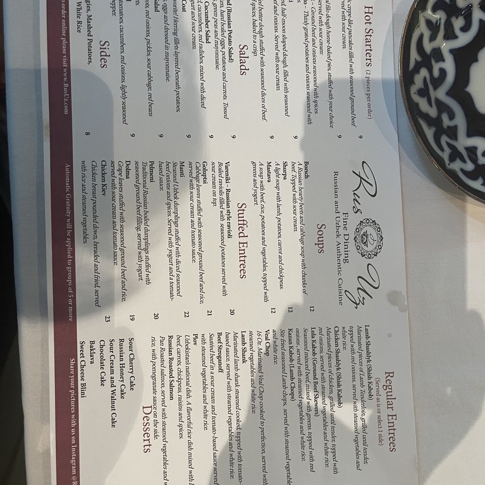Rus Uz - Arlington - Menu - Russian Near Me - Arlington, Virginia Rus Uz - Arlington - Menu - Russian Near Me - Arlington, Virginia