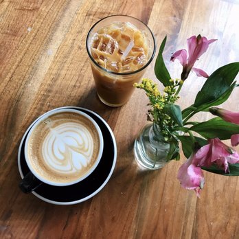 1215 Wine Bar & Coffee Lab - Lavender latte (hot) + Columbian iced coffee - Cafes Near Me - Cincinnati, Ohio