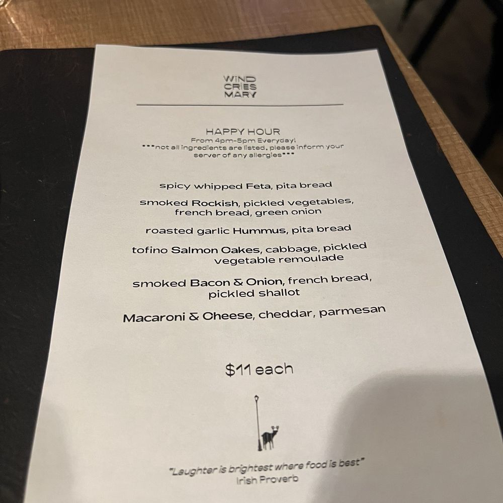 Happy hour menu Happy hour menu