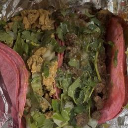 1 mild chicken taco and 1 mild asada taco 1 mild chicken taco and 1 mild asada taco