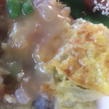 Great Hunan - Strange looking egg foo young. Looks more like an omelette. - Chinese Near Me - Ammon, Idaho