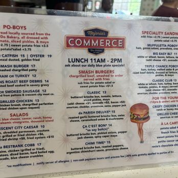 Majoria's Commerce Restaurant - Menu - Sandwiches Near Me - New Orleans, Louisiana