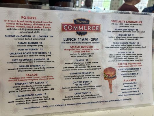 Menu photo 6 Majoria's Commerce Restaurant New Orleans, LA