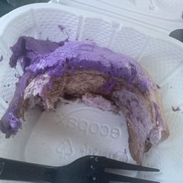 A taro or Ube cinnamon roll.