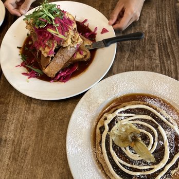 Jam Cafe on Beatty - Chicken and french toast, single cinnamon bun pancake - Breakfast & Brunch Near Me - Vancouver, British Columbia Jam Cafe on Beatty - Chicken and french toast, single cinnamon bun pancake - Breakfast & Brunch Near Me - Vancouver, British Columbia