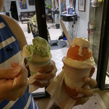 Adam's italian ice - My boyfriend had the pistachio and vanilla ice cream, and I had the Tropical paradise and vanilla ice cream with Passion fruit Italian ice! - Ice Cream & Frozen Yogurt Near Me - Orlando, Florida Adam's italian ice - My boyfriend had the pistachio and vanilla ice cream, and I had the Tropical paradise and vanilla ice cream with Passion fruit Italian ice! - Ice Cream & Frozen Yogurt Near Me - Orlando, Florida