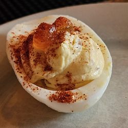You get 3 but we ate them too fast. Beautiful devilled egg with salmon roe