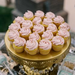 The Sweet Apron - Mini mimosa cupcakes with raspberry icing