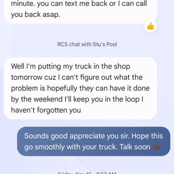 Stu's Pool Table Services - Communication with Stu and him agreeing to come fix the table - Movers Near Me Stu's Pool Table Services - Communication with Stu and him agreeing to come fix the table - Movers Near Me