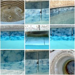 Skyline Pools and Landscaping - Pool has dark green algae in the tile grout and plaster, isn't being properly cleaned, and chemicals aren't balanced.