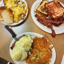 Guac Eggs Benedict, French toast, Lisa's specialty Guac Eggs Benedict, French toast, Lisa's specialty