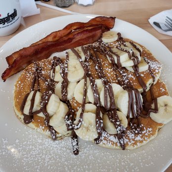 Jam + Toast - banana Nutella pancakes and bacon - Breakfast & Brunch Near Me - Irving, Texas