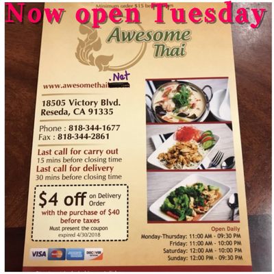 Menu photo 4 Awesome Thai Reseda, CA