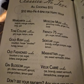 The 1865 Club - Menu - Speakeasies Near Me - Nashville, Tennessee