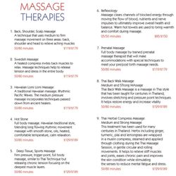 Banyan Tree Spa - Services Menu