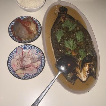 Rule of Thirds - Ankake Branzino grilled whole seabass, shoyu dashi sauce, daily okazus - Japanese Near Me - Brooklyn, New York