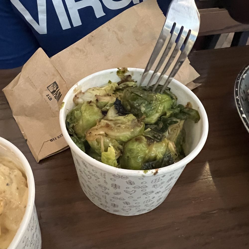 YAFO Kitchen - Roasted Brussel sprouts are so tender and flavorful - Mediterranean Near Me - Charlotte, North Carolina