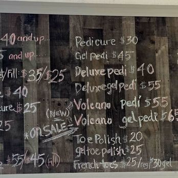 Master Nail - This is the chalk board where they clearly post the cost for services. Very modest and welcomed. - Nail Salons Near Me - Palmetto, Florida Master Nail - This is the chalk board where they clearly post the cost for services. Very modest and welcomed. - Nail Salons Near Me - Palmetto, Florida