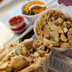 Carbon - The Mother Clucker: 1 lb tequila lime chicken w/ creamy sauce, onions & cilantro. Served w/ black beans, rice, chips & salsa--delicious.