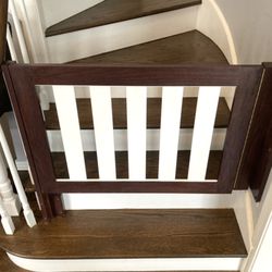 Home Safe Home Childproofing - Custom Gatekeepers' two tone Oak and Maple swing gate