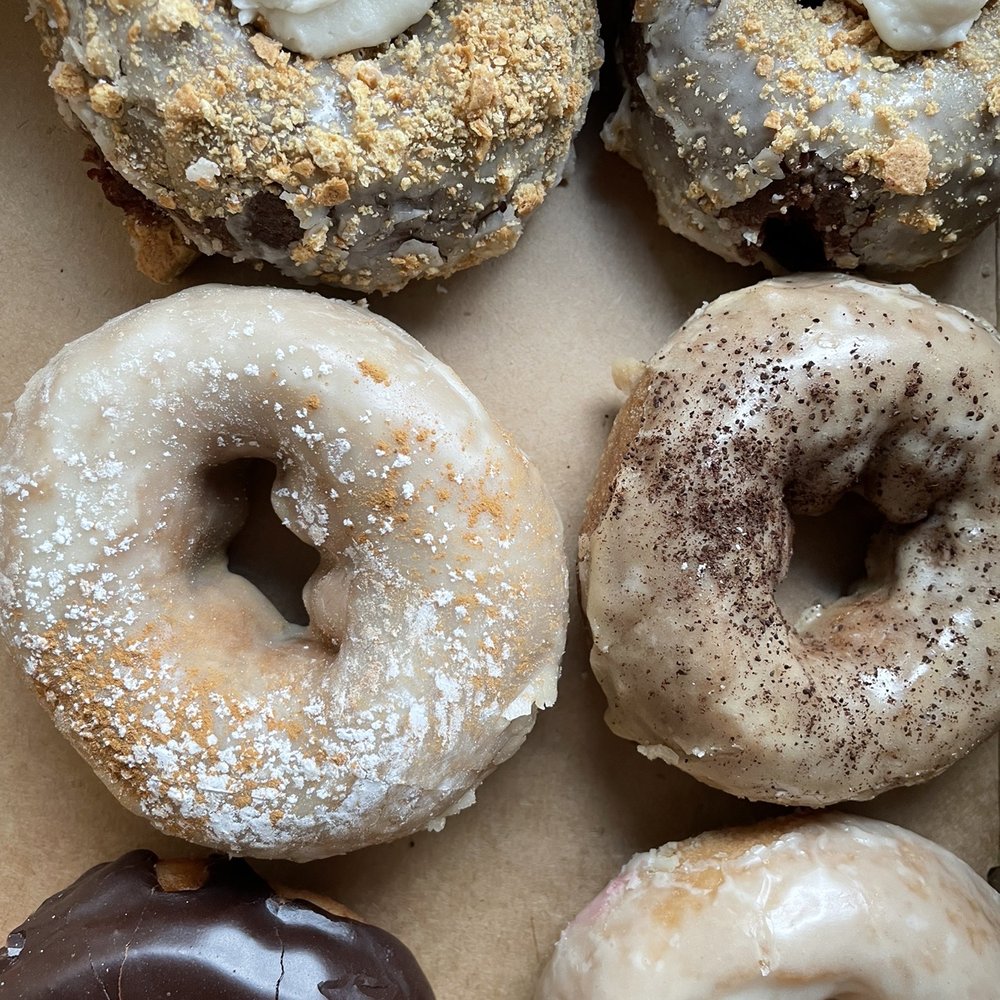 Mighty-O Donuts - Creme Filled Good Ol' Glazed S'mores French Toast Donut Coffee Bomb - Donuts Near Me - Seattle, Washington Mighty-O Donuts - Creme Filled Good Ol' Glazed S'mores French Toast Donut Coffee Bomb - Donuts Near Me - Seattle, Washington