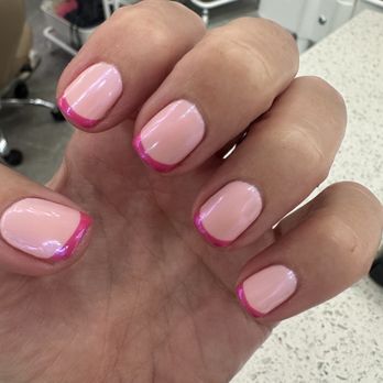 Happiness Nails & Spa - Barbie Core French by Moon:) - Nail Salons Near Me - Carlsbad, California