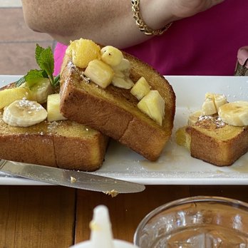 Untoasted - Original French Toast with Bananas, Pineapple, and hot syrup. - Breakfast & Brunch Near Me - Hallandale Beach, Florida Untoasted - Original French Toast with Bananas, Pineapple, and hot syrup. - Breakfast & Brunch Near Me - Hallandale Beach, Florida